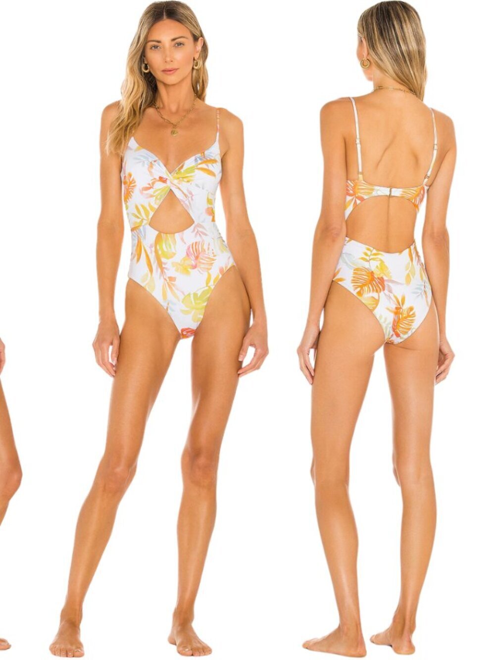 L*SPACE Kyslee Summer Tropics One Piece Swimsuit Womens 6 Multi Beach Cheeky NWT